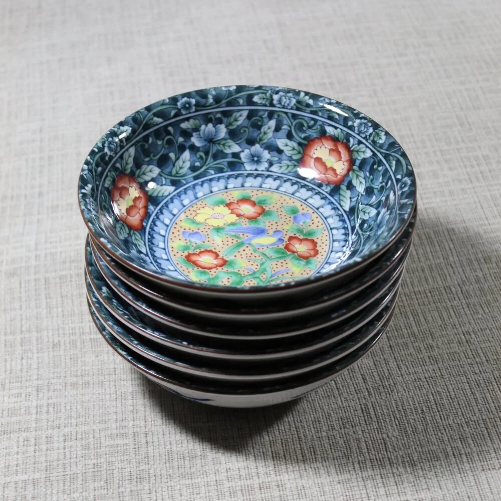 Set of 6 Japanese Elegant Ceramic Blue Size 6.5